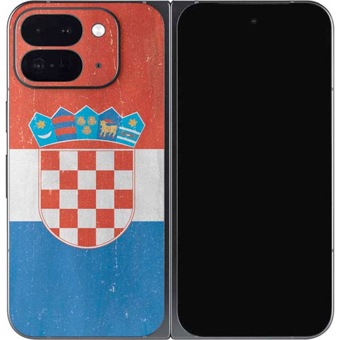 Croatia Flag Distressed Google Pixel 9 Pro Fold Skin